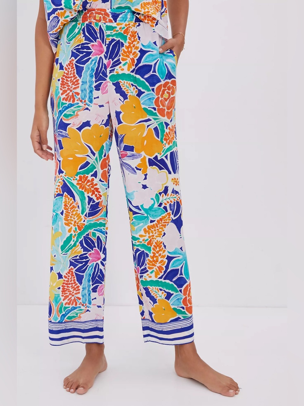 Anthropologie Sisters Gulassa Floral Pajama Pants Multicolor Elastic Waist MED